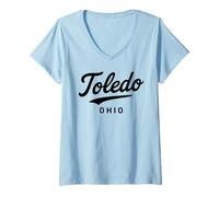 Womens Toledo Ohio City Retro State River Architecture 419 567 Area V-Neck T-Shirt