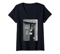 Womens Tom Baker Doctor Who Mary Tamm Romana Tardis 1978 V-Neck T-Shirt