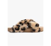 Women's TOMS SUSIE Womens Faux Fur Mule Slippers Natural/Leopard - Cream - Size: 7
