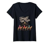 Womens Tonight We Ride Three Wise Men Art V-Neck T-Shirt