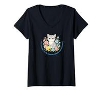 Women's Too Clumsy to Be Around Fragile Masculinity Cat Flowers V-Neck T-Shirt