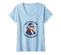 Women's Too Cool for British Rule George Washington Patriot V-Neck T-Shirt