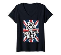Womens Too Cool for British Rule Historical American Freedom Humor V-Neck T-Shirt