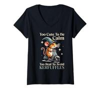 Women's Too Cute to Be Calm Too Real to Avoid Kerfuffles V-Neck T-Shirt