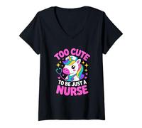 Women's Too Cute to Be Just A Nurse Unicorn Nursing V-Neck T-Shirt