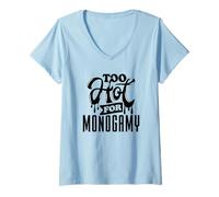 Womens Too Hot for Monogamy, Polyamory Pride, Polyamorous Throuple V-Neck T-Shirt