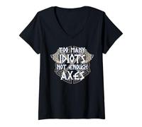 Womens Too Many Idiots Not Enough Axes Viking V-Neck T-Shirt