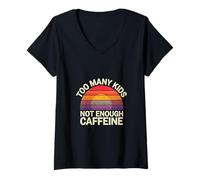 Womens Too Many Kids Not Enough Caffeine Coffee Parenting - V-Neck T-Shirt