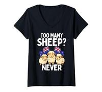 Womens Too Many Sheep Never New Zealand Kiwi Flag Humor V-Neck T-Shirt