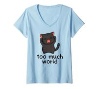 Women's Too Much World ADHD Autism Overwhelmed Cat Sensory Overload V-Neck T-Shirt