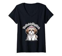 Womens Too Posh to Play Fetch Funny Sarcastic Shih Tzu Dog Lover V-Neck T-Shirt