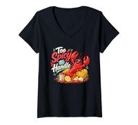 Women's Too Spicy to Handle Funny Crawfish Design V-Neck T-Shirt