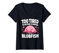 Women's Too Tired to Pretend Im Normal Team Blobfish V-Neck T-Shirt