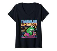 Women's Toodaloo Cuntaroos Retro Frog Scooter Humor V-Neck T-Shirt