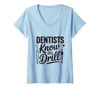 Women's Tooth Doctor Knows The Routine Funny Saying V-Neck T-Shirt