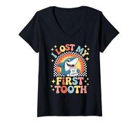 Womens Tooth Fairy I Lost My First Tooth Shark V-Neck T-Shirt