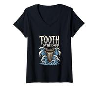 Womens Tooth of The Deep Shark Tooth Collector Fossil Enthusiast V-Neck T-Shirt