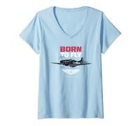 Womens Top Gun Born to Fly V-Neck T-Shirt
