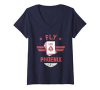 Womens Top Gun Maverick Fly Like A Phoenix Card Deck V-Neck T-Shirt
