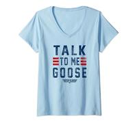 Womens Top Gun Talk To Me Goose Bold Text Stack V-Neck T-Shirt