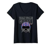 Womens Top Gun Talk To Me Goose Maverick Helmet V-Neck T-Shirt