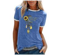 Women's Top Printed O-Neck Party Basic Top Blouse Satin Shirt Women, blue, XXL