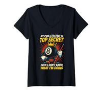 Women's Top Secret Strategy Funny Pool Player 8-Ball Billard Mens V-Neck T-Shirt
