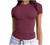 Women's Top Short Sleeved Shirt Slim Fit Basic T-Shirt Summer Blouse Short Sleeve Summer Basic Tee Tight Fit T Shirt Y2K Going Out Tops