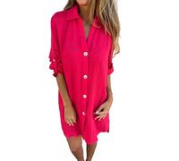 Women's Top Work Blouses for Women UK White Shirts Women Shirts Button Down Long Sleeve Blouse Cuffed Sleeve Collared Shirt Womens White Shirt (Red, XL)