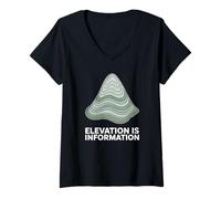 Women's Topographic Contour Lines Elevation is Information Map V-Neck T-Shirt