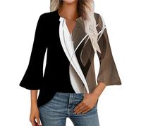 Womens Tops 3/4 Length Sleeve Blouses Cotton Blend Tunic Tops for Women 3/4 Bell Sleeve Tops for Women Womens Plus Size Fall Fashion 2025 3/4 Sleeve Shirt Tunic Dress for Women Loose fit dre