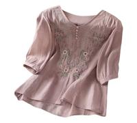Womens Tops 3/4 Length Sleeve Casual Blouse Summer Dressy Fashion V Neck T Shirts Lace Ruffles Sleeve Tunic Goth Harajuku Sweatshirt Punk Grunge Streetwear(Purple,M)