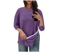 Womens Tops 3/4 Sleeve Top Post Shoulder Surgery Shirts Adjustable Side for Women Tear Away Summer Loose Fit Solid Tunic Pullover Jumper After Rotator Cuff Shirts Chemo Port Adaptive Clothing