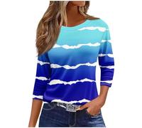 Womens Tops 3/4 Sleeve Tunic Blouse Casual Lightweight Comfort Shirts Crewneck Elegant Workout Dressy Tunic Blouse Vintage Loose Going Out T-Shirt Blouse Streetwear