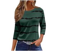 Womens Tops 3/4 Sleeve Tunic Blouse Casual Lightweight Comfort Shirts Crewneck Elegant Workout Dressy Tunic Blouse Vintage Loose Going Out T-Shirt Blouse Streetwear