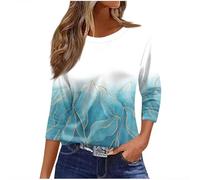 Womens Tops 3/4 Sleeve Tunic Blouse Casual Lightweight Comfort Shirts Crewneck Elegant Workout Dressy Tunic Blouse Vintage Loose Going Out T-Shirt Blouse Streetwear
