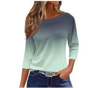 Womens Tops 3/4 Sleeve Tunic Blouse Casual Lightweight Comfort Shirts Crewneck Elegant Workout Dressy Tunic Blouse Vintage Loose Going Out T-Shirt Blouse Streetwear