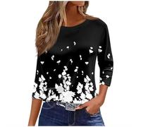 Womens Tops 3/4 Sleeve Tunic Blouse Casual Lightweight Comfort Shirts Crewneck Elegant Workout Dressy Tunic Blouse Vintage Loose Going Out T-Shirt Blouse Streetwear