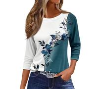 Womens Tops 3/4 Sleeve Tunic Blouse Casual Lightweight Comfort Shirts Crewneck Elegant Workout Dressy Tunic Blouse Vintage Loose Going Out T-Shirt Blouse Streetwear