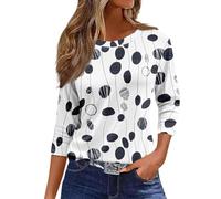 Womens Tops 3/4 Sleeve Tunic Blouse Casual Lightweight Comfort Shirts Crewneck Elegant Workout Dressy Tunic Blouse Vintage Loose Going Out T-Shirt Blouse Streetwear