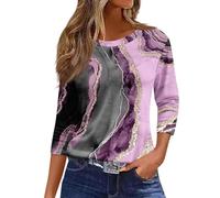 Womens Tops 3/4 Sleeve Tunic Blouse Casual Lightweight Comfort Shirts Crewneck Elegant Workout Dressy Tunic Blouse Vintage Loose Going Out T-Shirt Blouse Streetwear