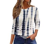 Womens Tops 3/4 Sleeve Tunic Blouse Casual Lightweight Comfort Shirts Crewneck Elegant Workout Dressy Tunic Blouse Vintage Loose Going Out T-Shirt Blouse Streetwear