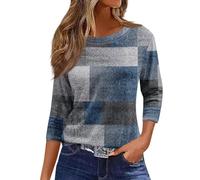Womens Tops 3/4 Sleeve Tunic Blouse Casual Lightweight Comfort Shirts Crewneck Elegant Workout Dressy Tunic Blouse Vintage Loose Going Out T-Shirt Blouse Streetwear