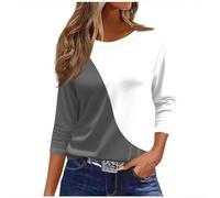 Womens Tops 3/4 Sleeve Tunic Blouse Casual Lightweight Comfort Shirts Crewneck Elegant Workout Dressy Tunic Blouse Vintage Loose Going Out T-Shirt Blouse Streetwear