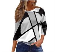 Womens Tops 3/4 Sleeve Tunic Blouse Casual Lightweight Comfort Shirts Crewneck Elegant Workout Dressy Tunic Blouse Vintage Loose Going Out T-Shirt Blouse Streetwear