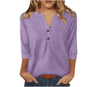 Womens Tops 3/4 Sleeve V Neck Shirts Dressy Casual Tunic Blouses Summer Tees Ladies T Shirts Loose Comfy Pullover Basic Tees Y2K Going Out Tops Beach Vacation Trendy Clothes