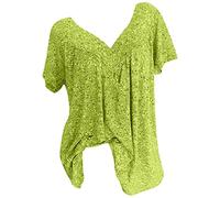 Womens Tops Blouse For Women UK Elegant Plus Size T Shirts Short Sleeve Tunic Tops Vintage Floral Pullover Tops V Neck Pleated Blouse Comfort Trendy Shirts Ladies Loose Basic Tee Tops Mint Green XXL