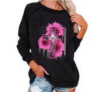 Womens Tops Breast Cancer Awareness Long Sleeve Shirts Crewneck Loose Fit Casual T Shirts Dressy Blouse Trendy Pullover Sweatshirts Fall Tunic Blouses Going Out Tops
