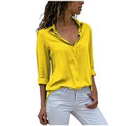 Womens Tops Clearance Women's Button Down Shirts Elegant Chiffon Blouse Tunic Tops V Neck Plus Size Long Sleeve Shirt Classic Fit Dress Shirt Work Business Casual Blouses