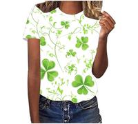 Womens Tops Sale Summer Casual Loose Tee T-Shirt, T-Shirts Women UK Today's Deals Women's St. Patrick's Day Tshirts Clover Print Short Sleeve Shirt Loose Fit Dressy Blouse Casual Tees Shirts